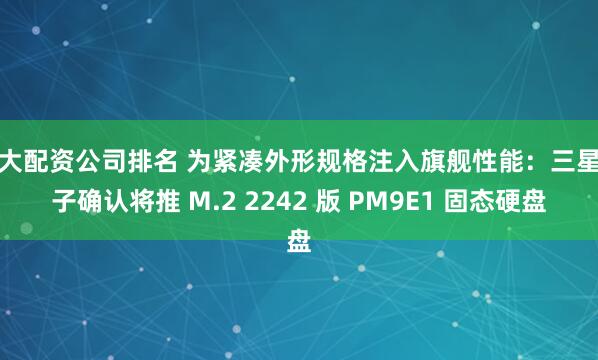 十大配资公司排名 为紧凑外形规格注入旗舰性能：三星电子确认将推 M.2 2242 版 PM9E1 固态硬盘